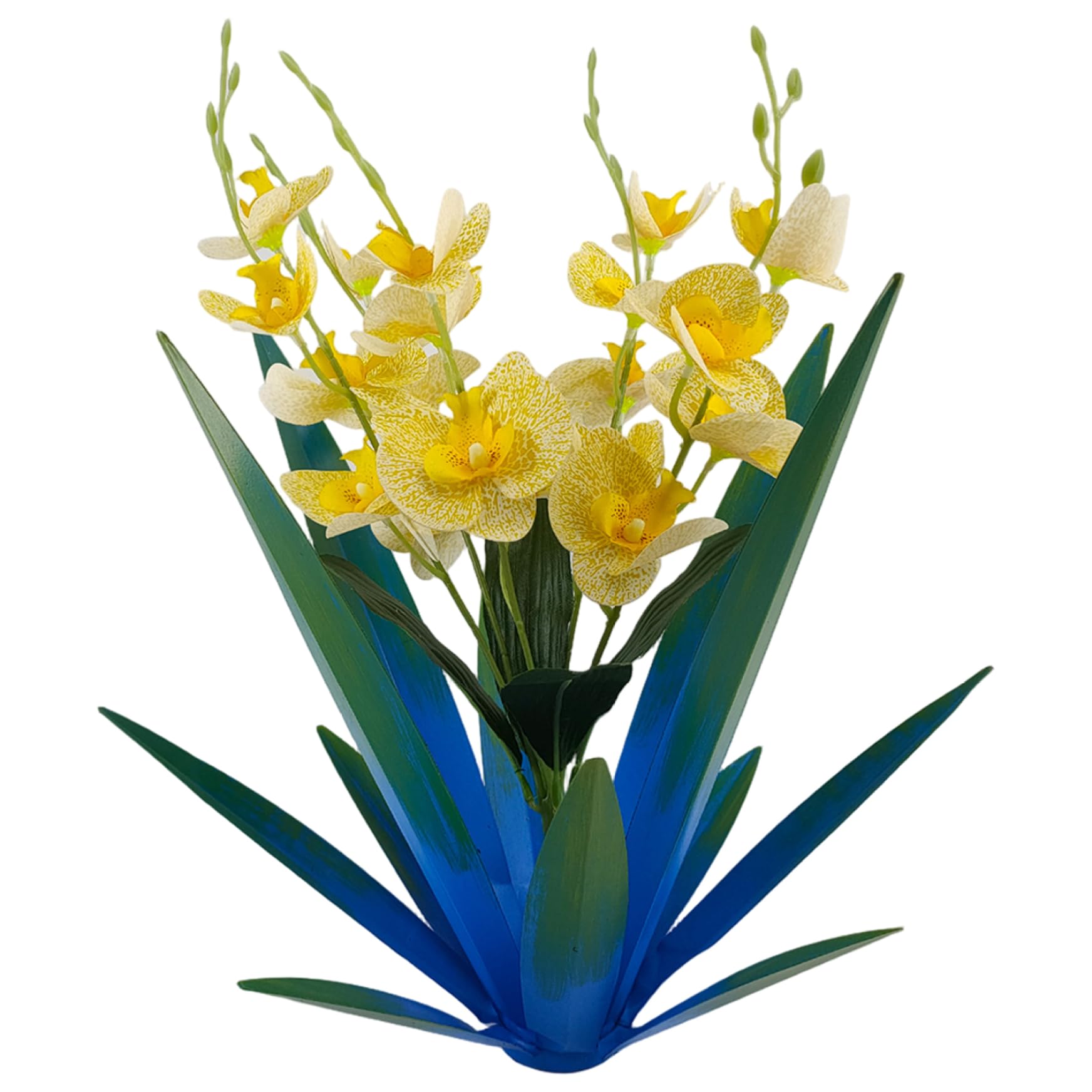 Agave en métal durable et fleurs rustiques décoratives pour grand jardin