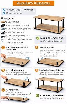 Volrant Orta Sehpa Modern Dikdörtgen Sehpa 70x30x38 cm – MDF Malzeme, Dekoratif Salon Sehpası, Raflı Tasarım (Mese)