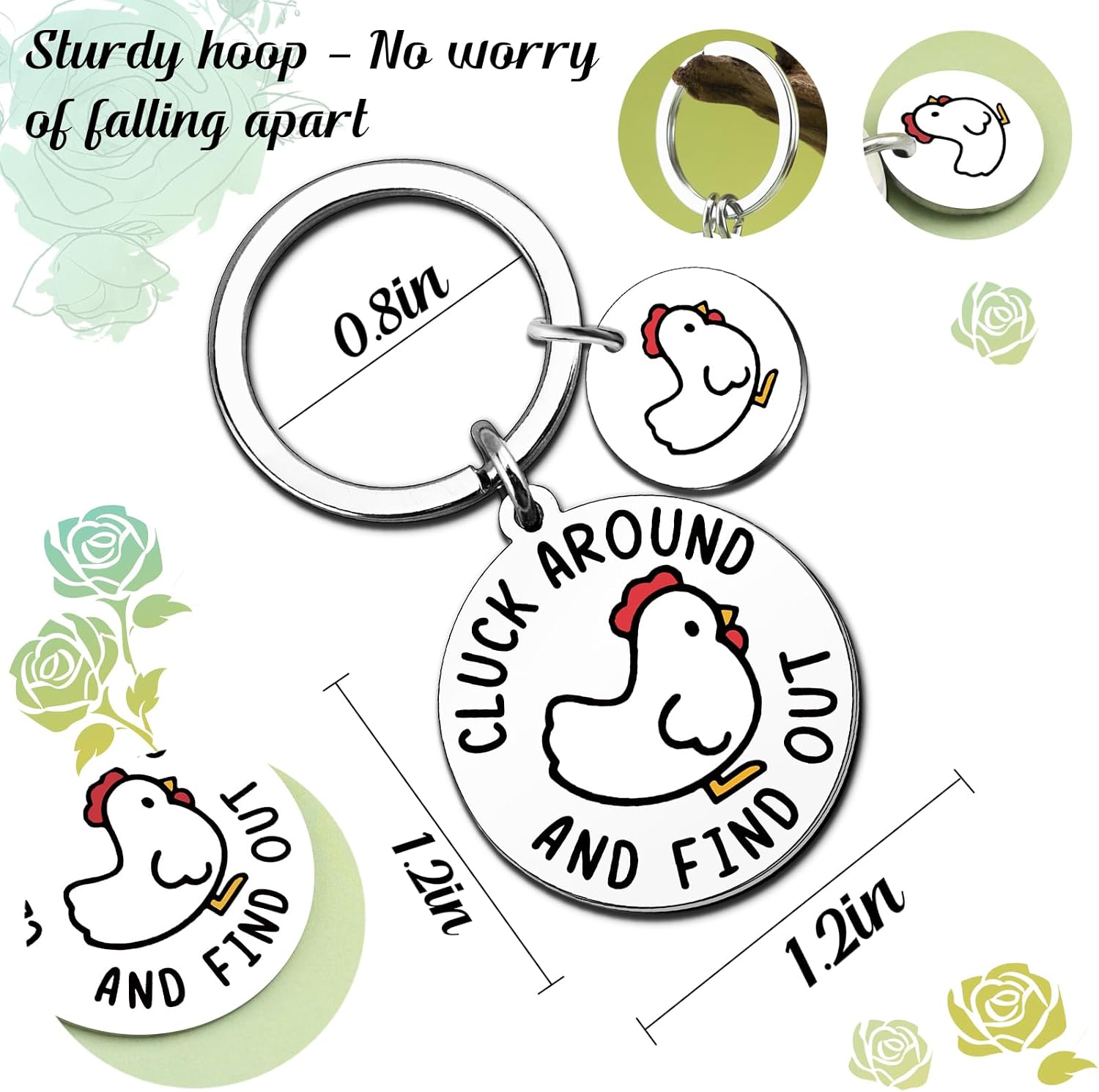 Chicken Keychain for Chickens Lovers Chicken Gifts for Women Men | Unique Chickens Stuff Cluck Around and Find Out Sign Farm Animal Gift Funny Animal Gift Cute Chicken Accessories