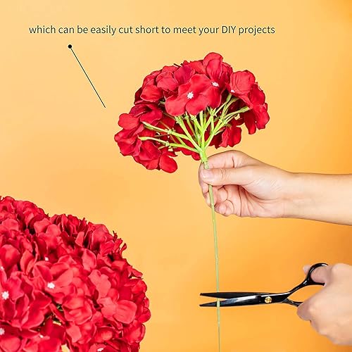 Miniatura 3 de H.FLOLAVIDA Cabezas de flores falsas de seda de hortensias violetas con tallos, flores artificiales para decoración de boda, hogar, fiesta, tienda,