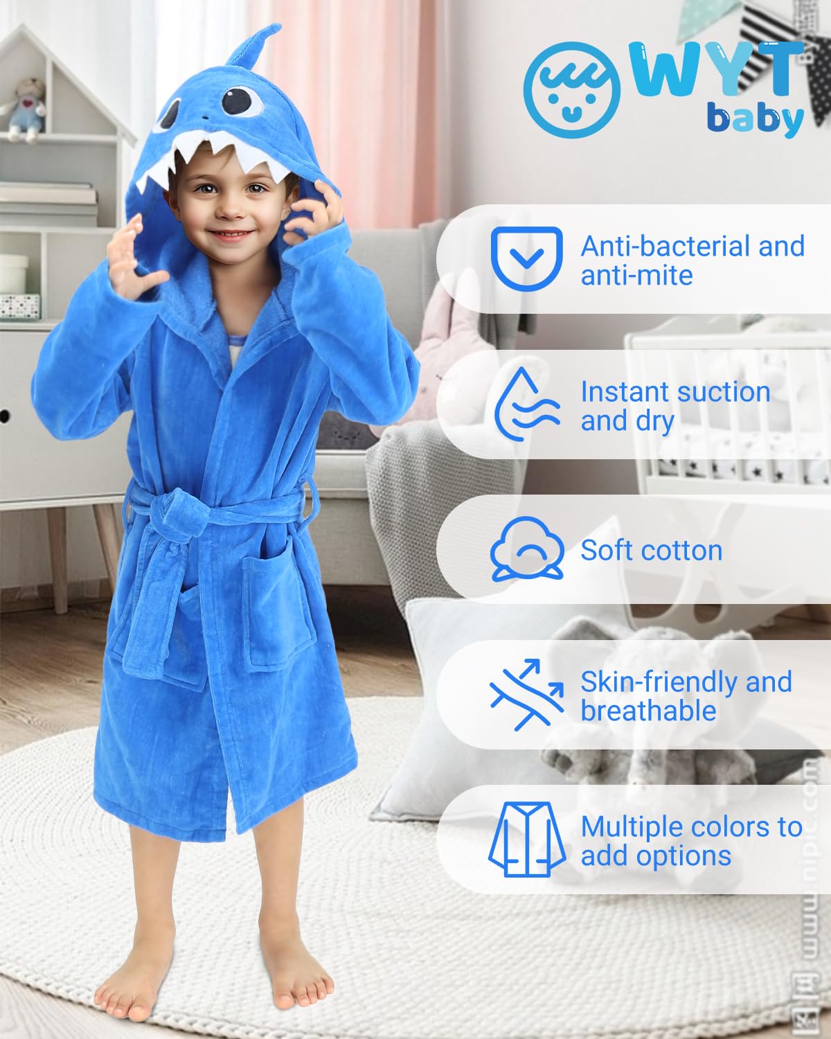 WYTbaby Accappatoio Bambini Personalizzato Accappatoio Bambino 100% Cotone Accappatoio Bambina Spugna Accappatoi Con Cappuccio Per Ragazzi Ragazze