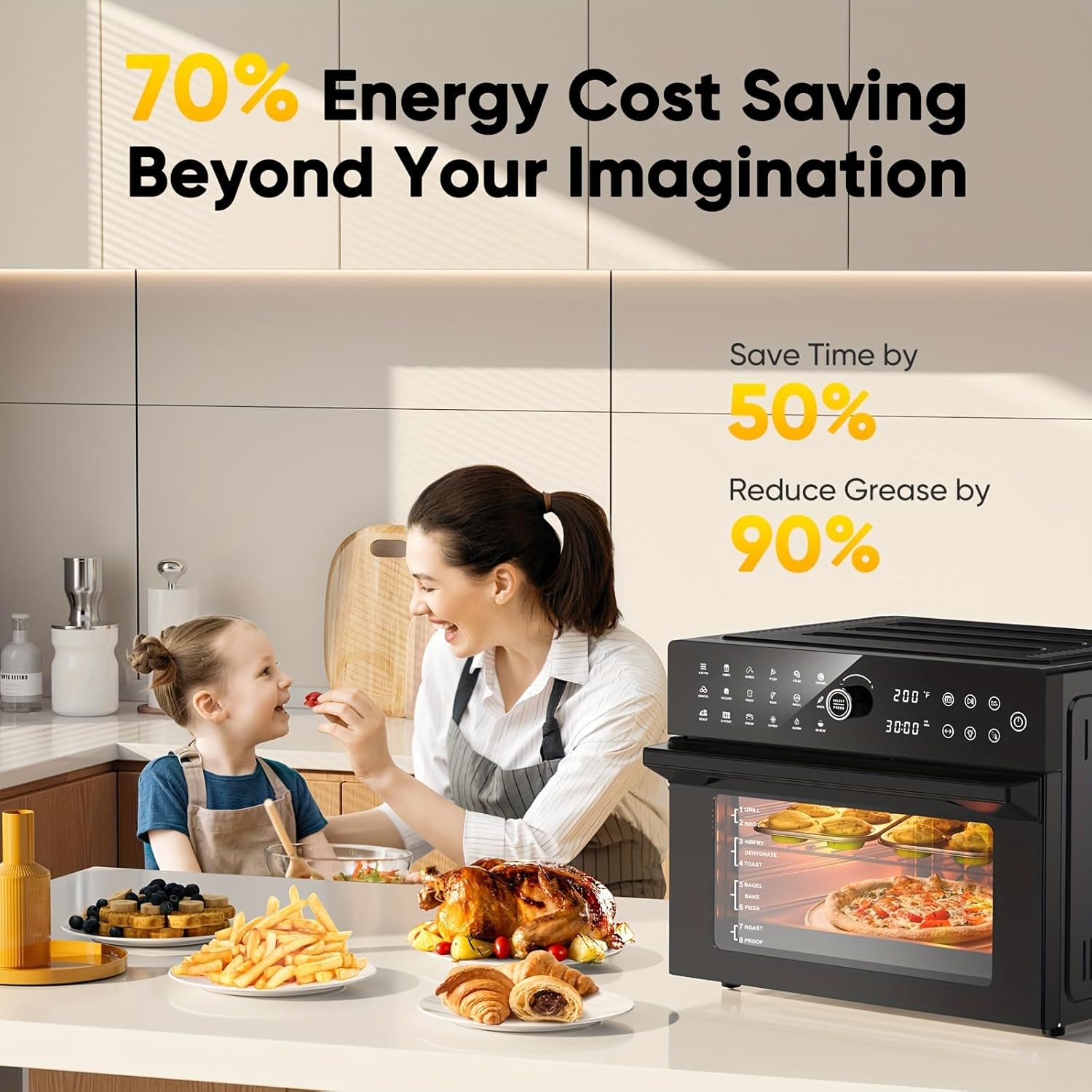 30QTOversized French Door Air Fryer Toaster Oven Combination, Featuring 20 Cooking Functions And Digital Control, Compatible with 13" Pizza, Turkey (1)