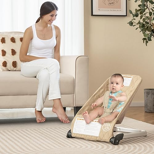 Miniatura 20 de BABY JOY Gorila para bebé, asiento plegable para bebé con arnés de seguridad de 5 puntos, funda de tela extraíble y 3 colgantes de felpa, gorila
