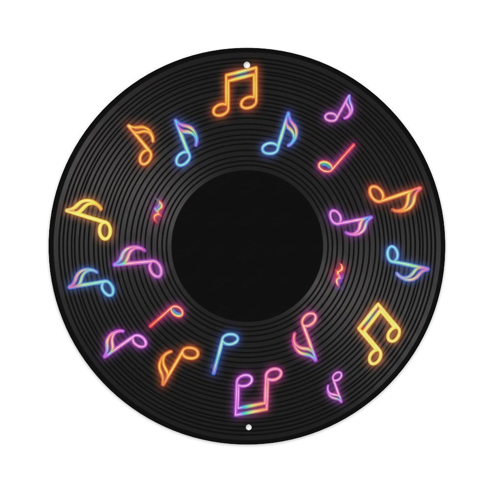 Colorful Music Vinyl Records Neon Rainbow Notes Metal Tin Sign
