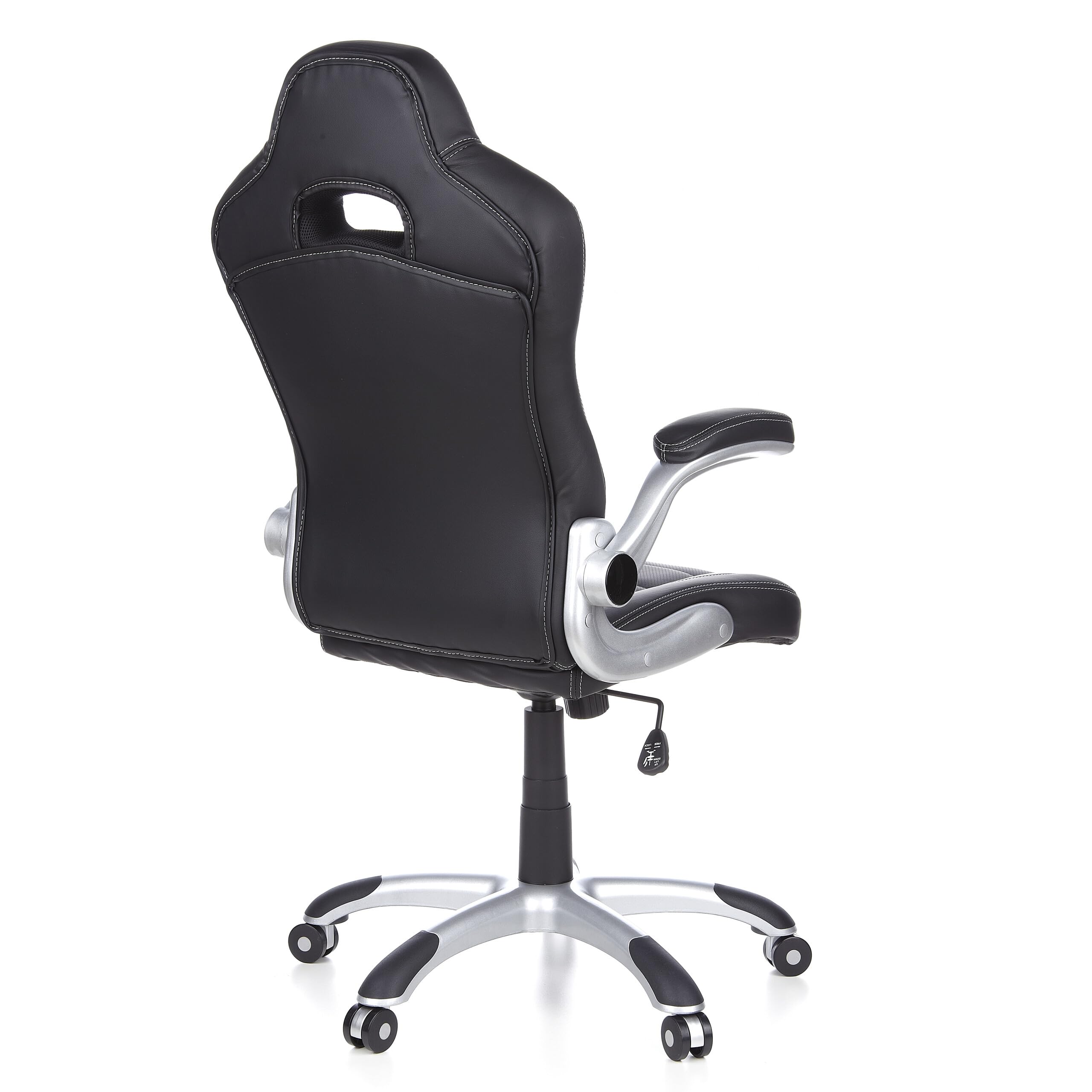 HJH Office 621710 Sedia da Ufficio Girevole GAME SPORT Pelle Sintetica, Poltrona da Gaming, Braccioli ripiegabile, Nero/Bianco/Grigio