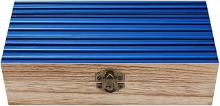 YHNNH Wooden Box Storage Box with Lid Jewelry Trinket Box Used Blue Corrugated Wall Art for Preserving Photos Letters And Gifts
