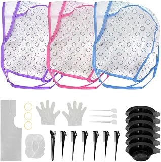 53Pcs Highlighting Cap Kit, 5 Pieces Highlight Hair Cap with 3Pcs Plastic Hooks and 45 pcs Hair Dye Tools, for professional hair styling and dyeing