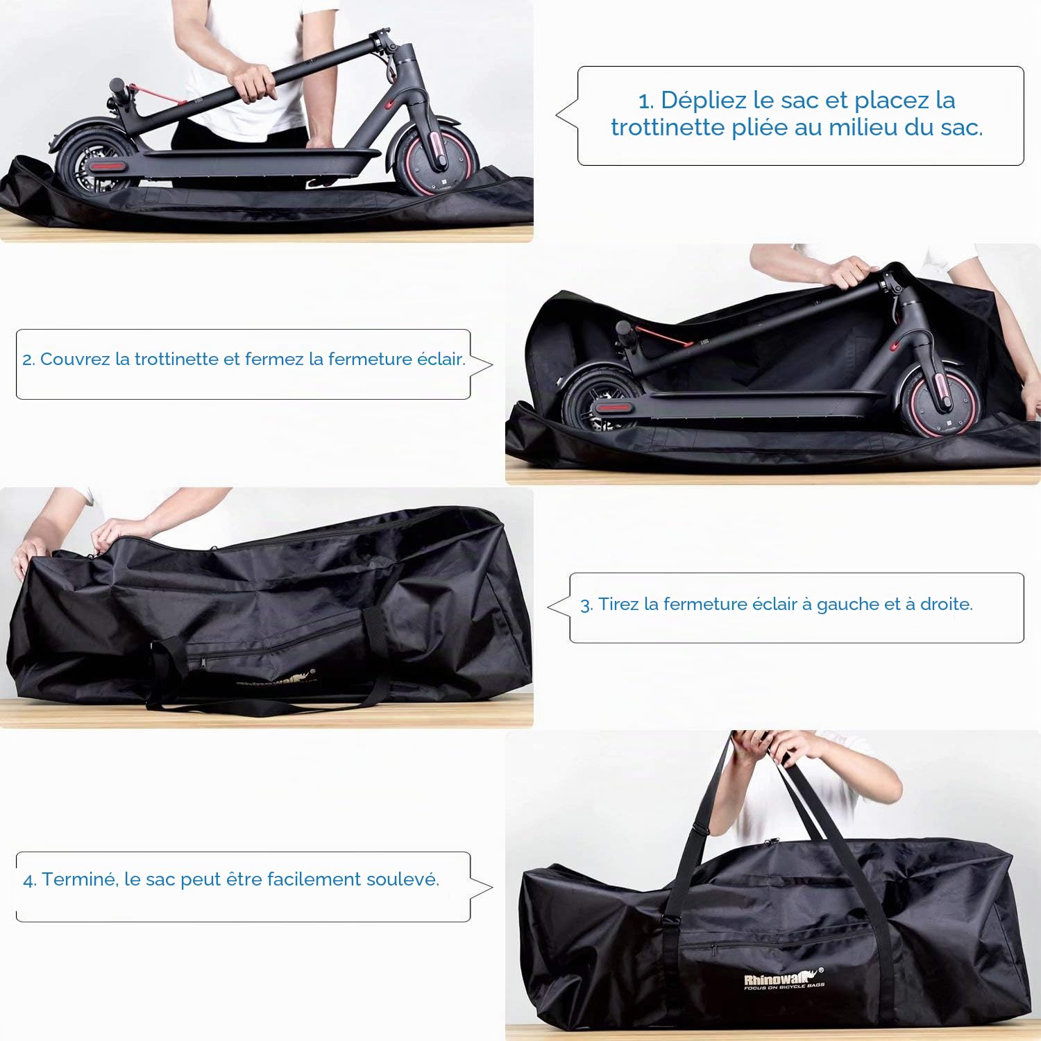Rhinowalk Sac de Transport Pliable pour Scooter électrique Xiaomi Mijia M365 étanche et Portable pour Scooter électrique Sac de Rangement Housse Sac à Main Sac à bandoulière