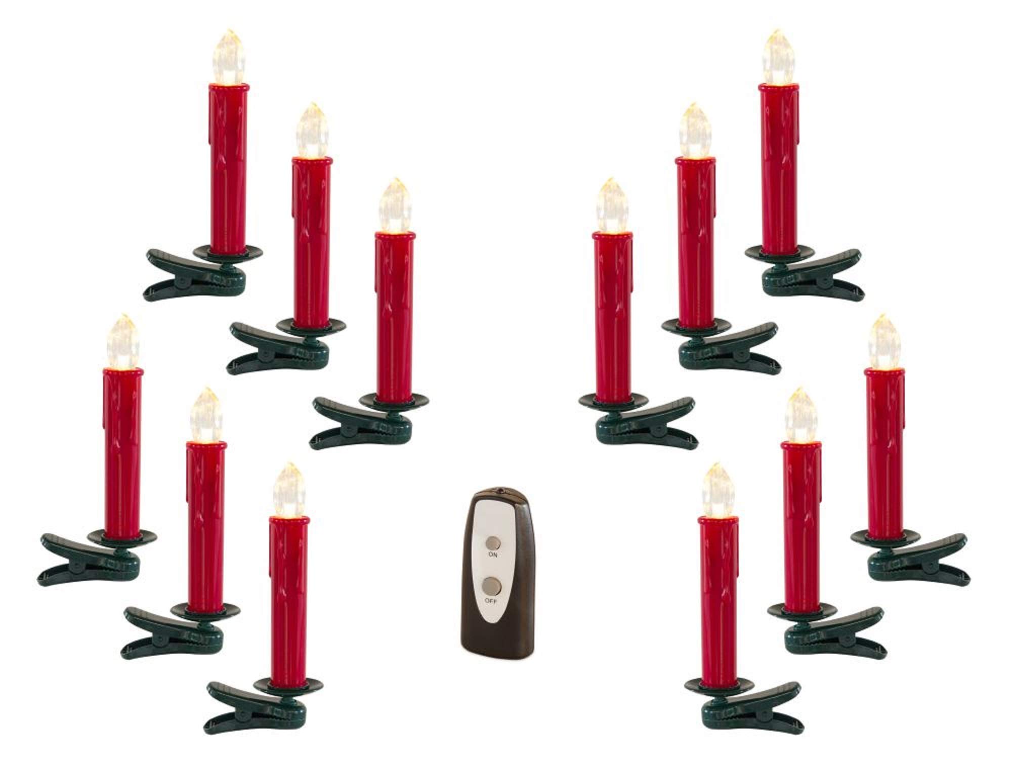 Diva At Home 24 Red and Green Decorative Artificial LED Clip-On Taper Candle 6.5