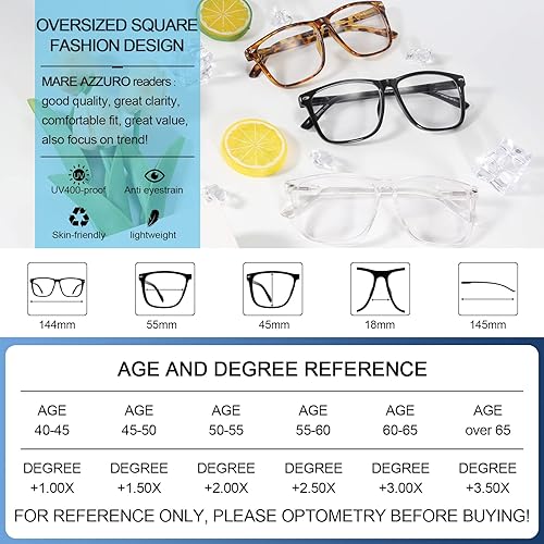 Miniatura 5 de MARE AZZURO Lentes de lectura bifocales de gran tamaño para hombres con bloqueo de luz azul 1.0, 1.25, 1.5, 1.75, 2.0, 2.25, 2.5, 2.75, 3.0, 3.5