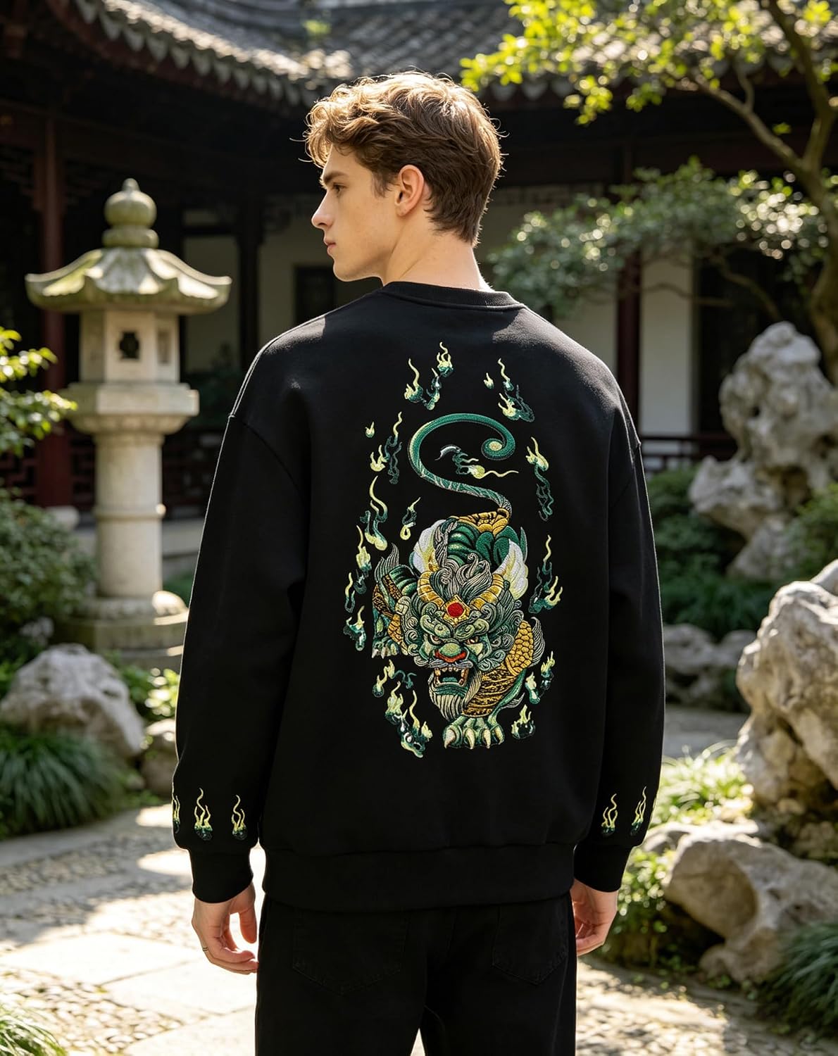 Niepce Inc Japanese Streetwear Men's Embroidered Graphic Crewneck Sweatshirt