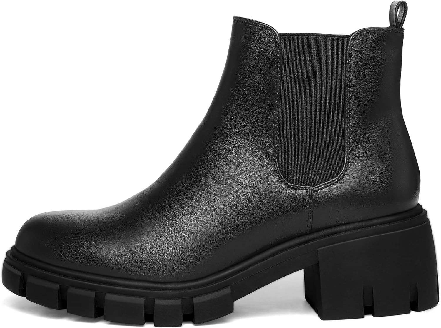 mysoft Women's Platform Chelsea Boots Lug Sole Slip On Chunky Block Heel Ankle Booties - Image 4