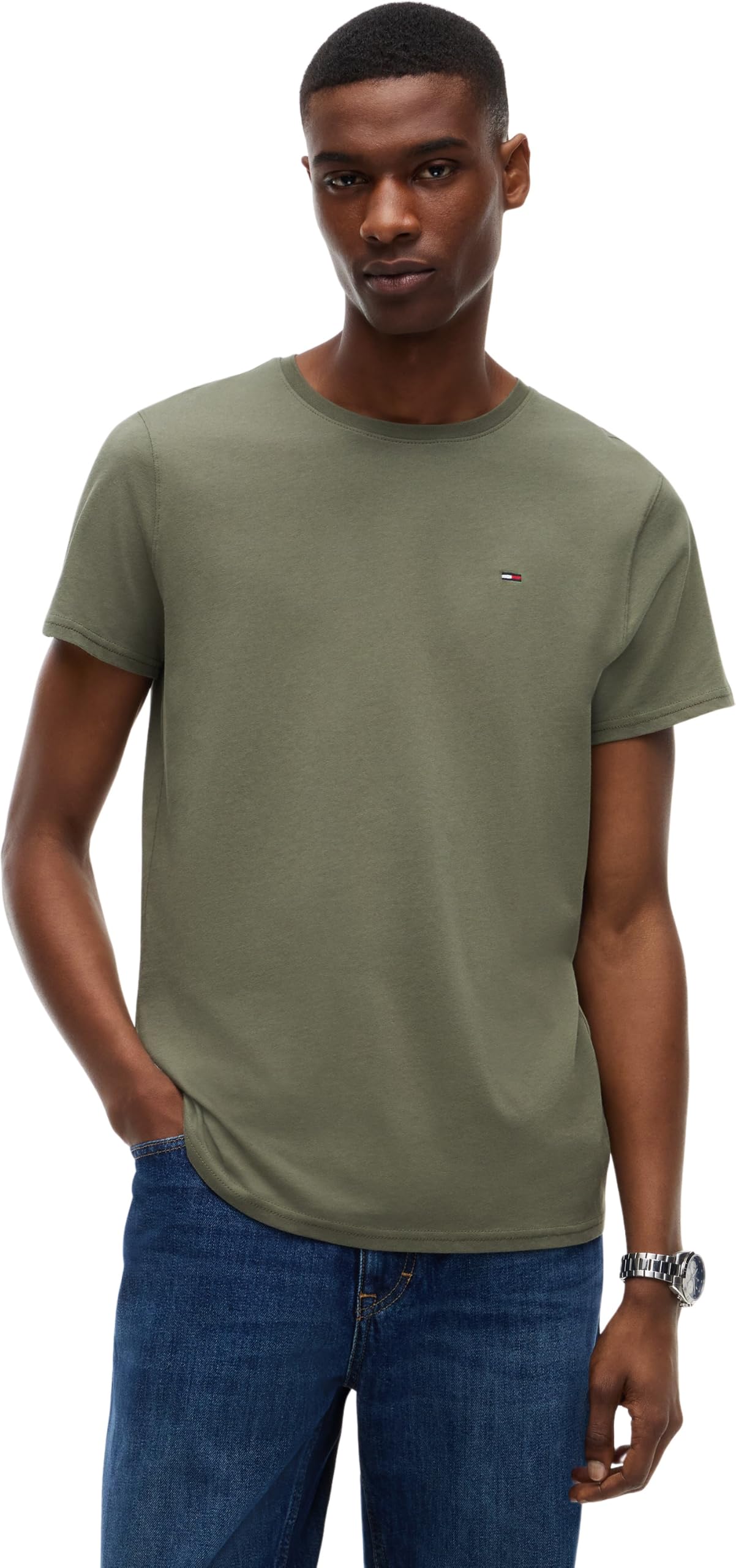 Tommy Jeans TJM Original Herren-T-Shirt, schmale Passform, kurzärmelig, Grün (Rocky Mountain), 3XL