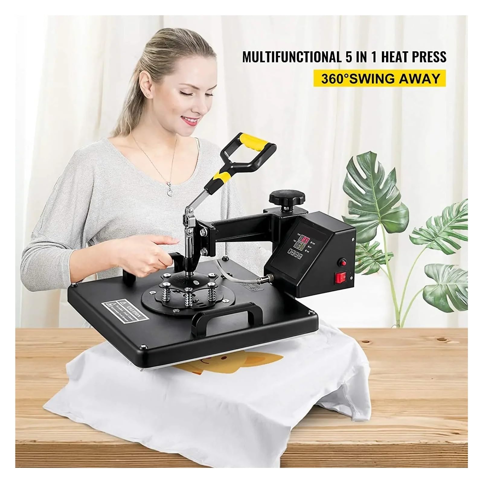 Ulepsz 1800 W 5 1 15"x15" T-shirt Maszyna Do Prasowania Na Gorąco Kubków, Czapek, Talerzy, Podkładek Pod Mysz Stabilny Transfer Termiczny