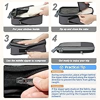 Vista 208 de BAGAIL 4 juegos/6 juegos/8 cubos de compresión para embalaje, accesorios de viaje, organizadores de embalaje expandibles (malla cuadrada, 06-beige)