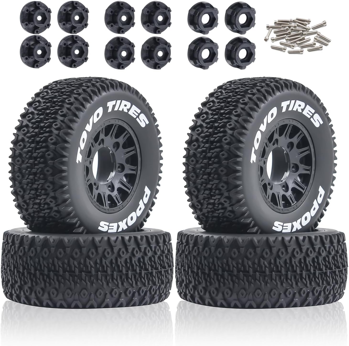 110mm 1/10 RC Short Course Truck Wheels and Tires 12mm Hex 4PCS RC Off Road Tyres for 1/10 RC Off-Road Car Traxxas TRX4 Slash Arrma Losi Tenacity Redcat Hpi HSP RC Buggy Car and refit W29 (orange)