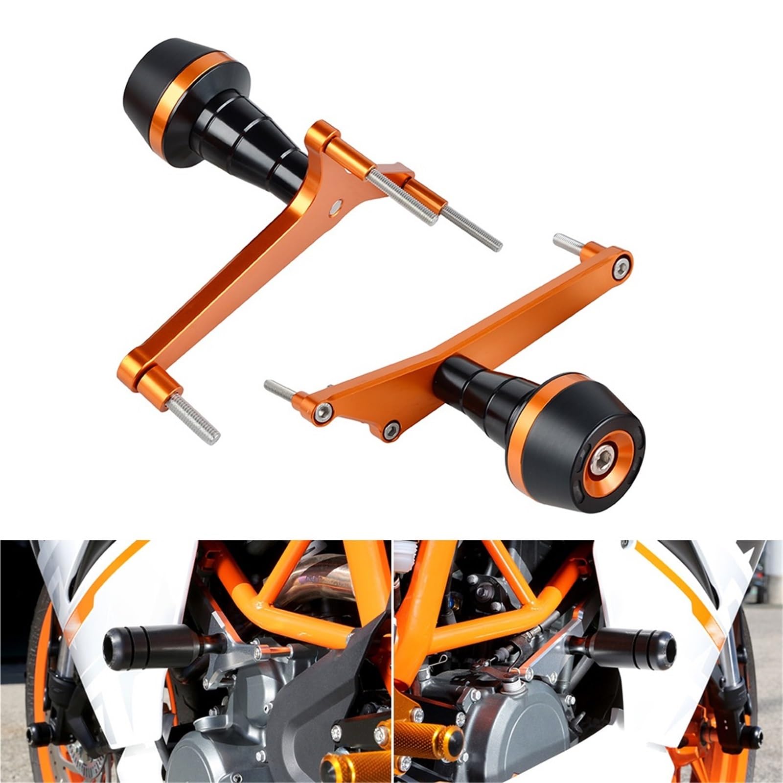 Przednie tylne koło oś widelca suwaki Pasuje do K/TM RC390 390 RC 2014 2015 2016 2017 2018 motocyklowe ochraniacze przed upadkiem suwaki ramy silnika(Orange)