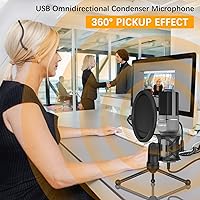 Vista 4 de VIMVIP Micrófono USB, micrófono para computadora, micrófono USB para PC, computadora de escritorio, portátil, micrófono de condensador para grabar