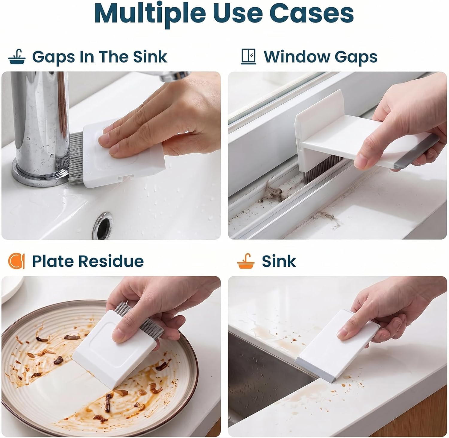 Ymapinc 2-in-1 Kitchen Sink Squeegee & Scrub Brush - White image 3