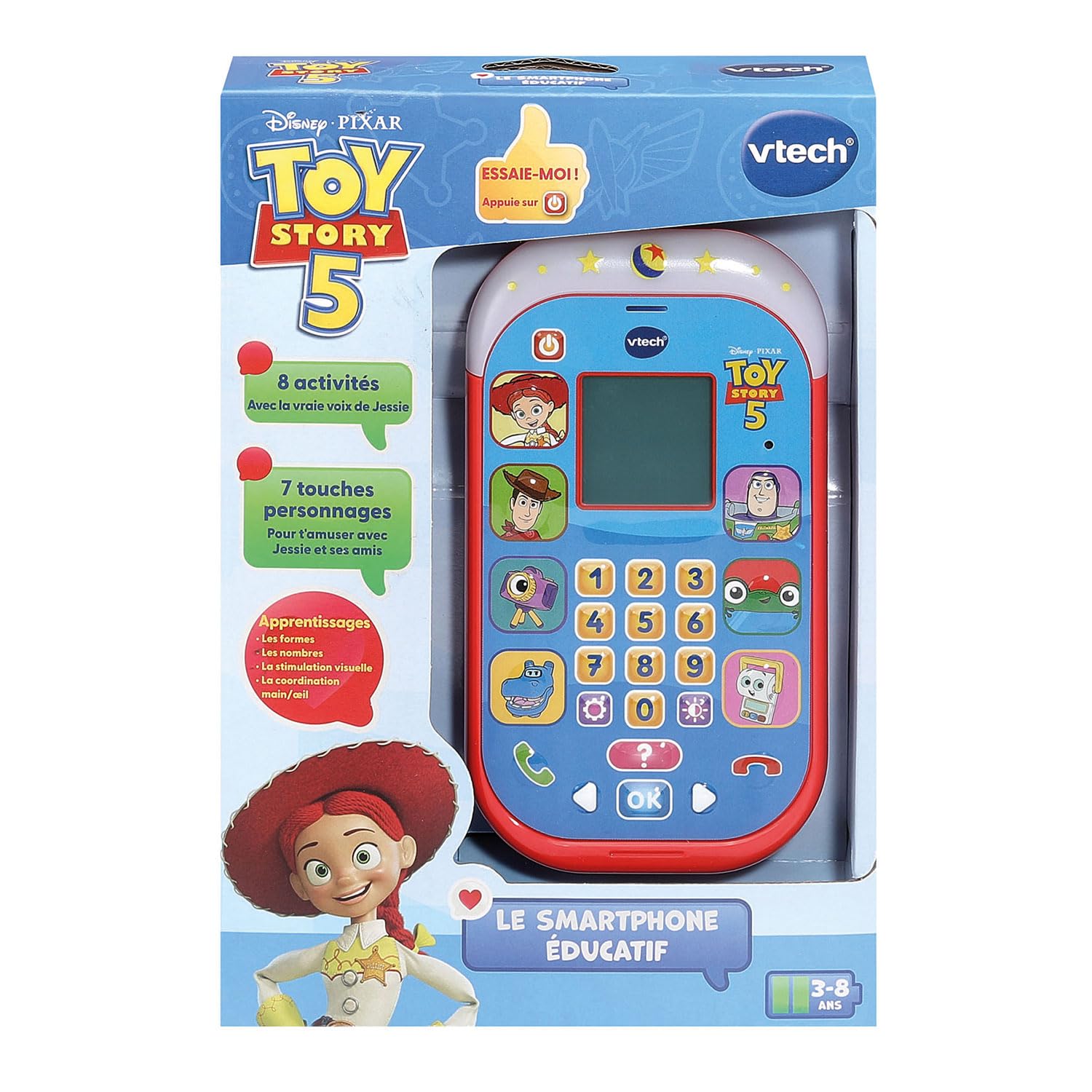 VTech - Disney Pixar, Le Smartphone Éducatif Toy Story 5 - Jouet Téléphone Enfant Lumineux avec Écran Rétroéclairé, 8 Activités et Jeux Interactifs - Cadeau Enfant Dès 3 Ans - Contenu en Français