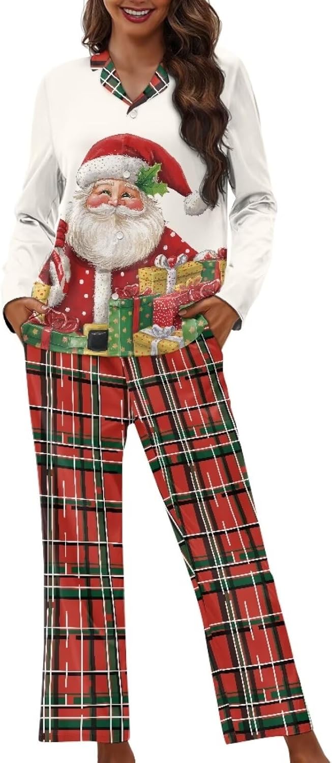 Christmas Couples Matching Pajama Family Pj Set for Women and Men Christmas Long Sleeve Loungewear Holiday Sleepwear