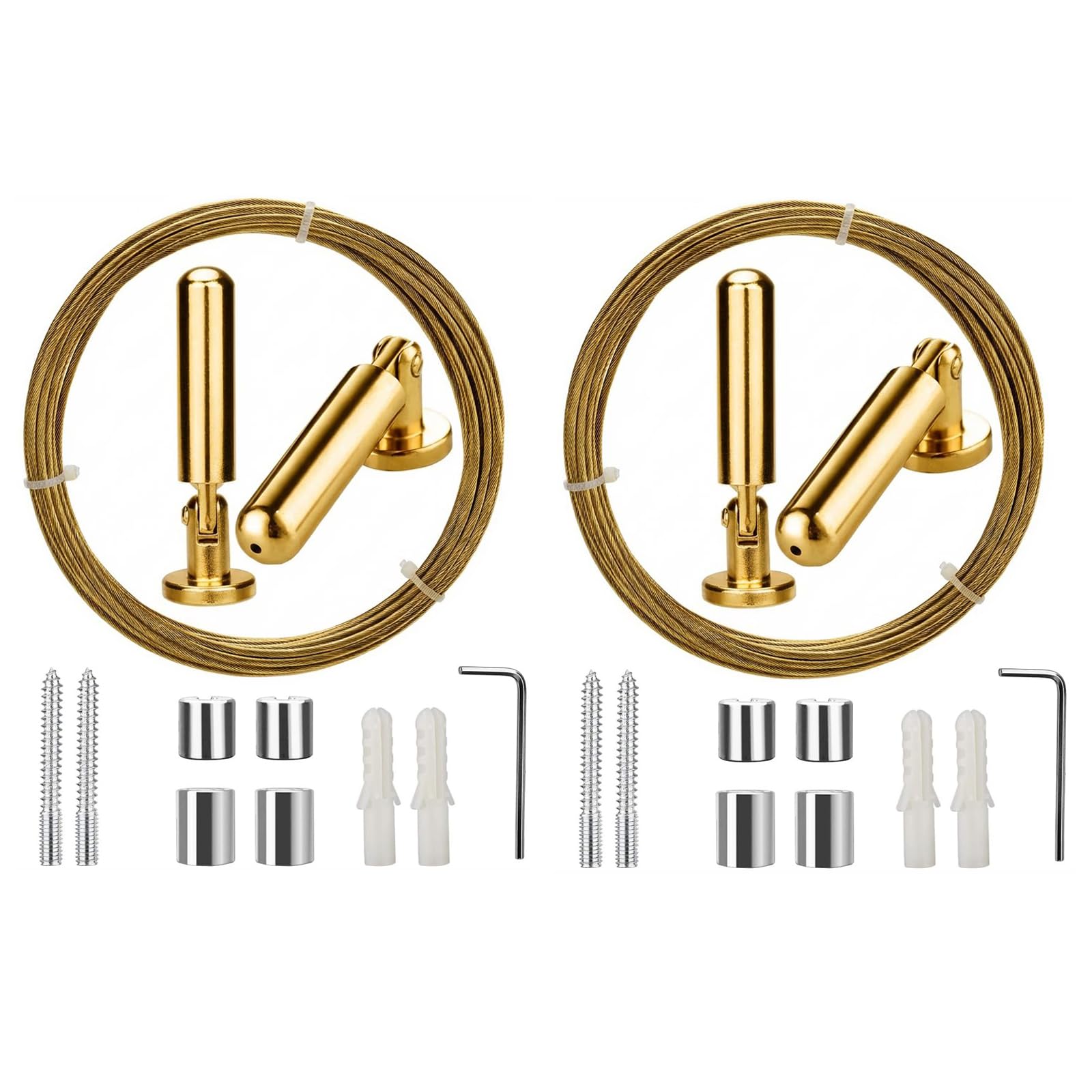 Organizer da appendere con clip in acciaio inox, lunghezza regolabile, antiruggine, per opere d'arte, foto, pittura, documenti, divisorio, 2 pezzi, oro