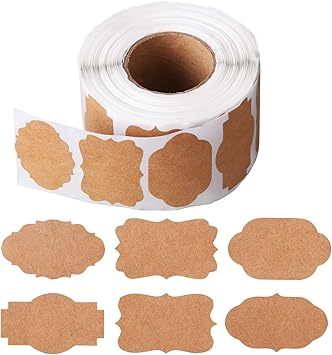800 Pieces Kraft Stickers Labels Natural Brown Labels Christmas Gift Tags Labels Stickers Blank Write On Labels Holiday Present Label for Gifts Glass ...