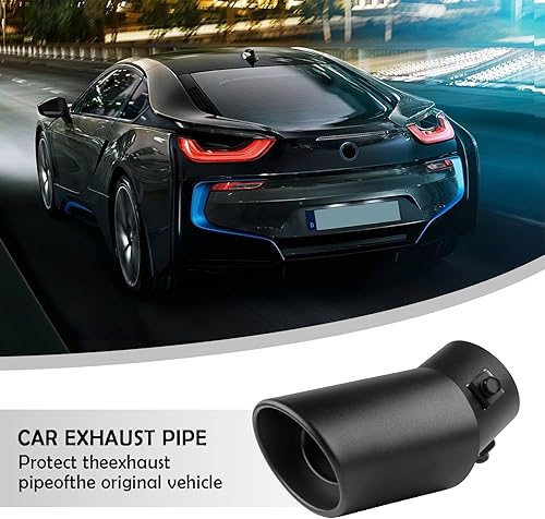 Miniatura 3 de Puntas de escape negras  Puntas de escape de acero inoxidable de alta gama, 2.5 entradas, 3.2 salidas para cubrir el tubo de cola dañado, accesorios