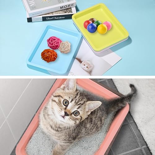 Miniatura 7 de TOYMIS 5 cajas de arena poco profundas para gatos, bandejas y sartenes de plástico para gatos de interior (5 colores)