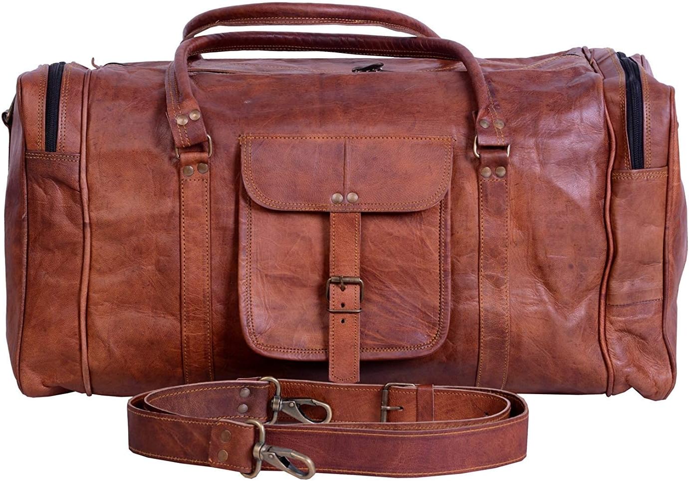 21 Inch Vintage Leather Duffel Travel Gym Sports Overnight Weekend Duffle Bags for men and women