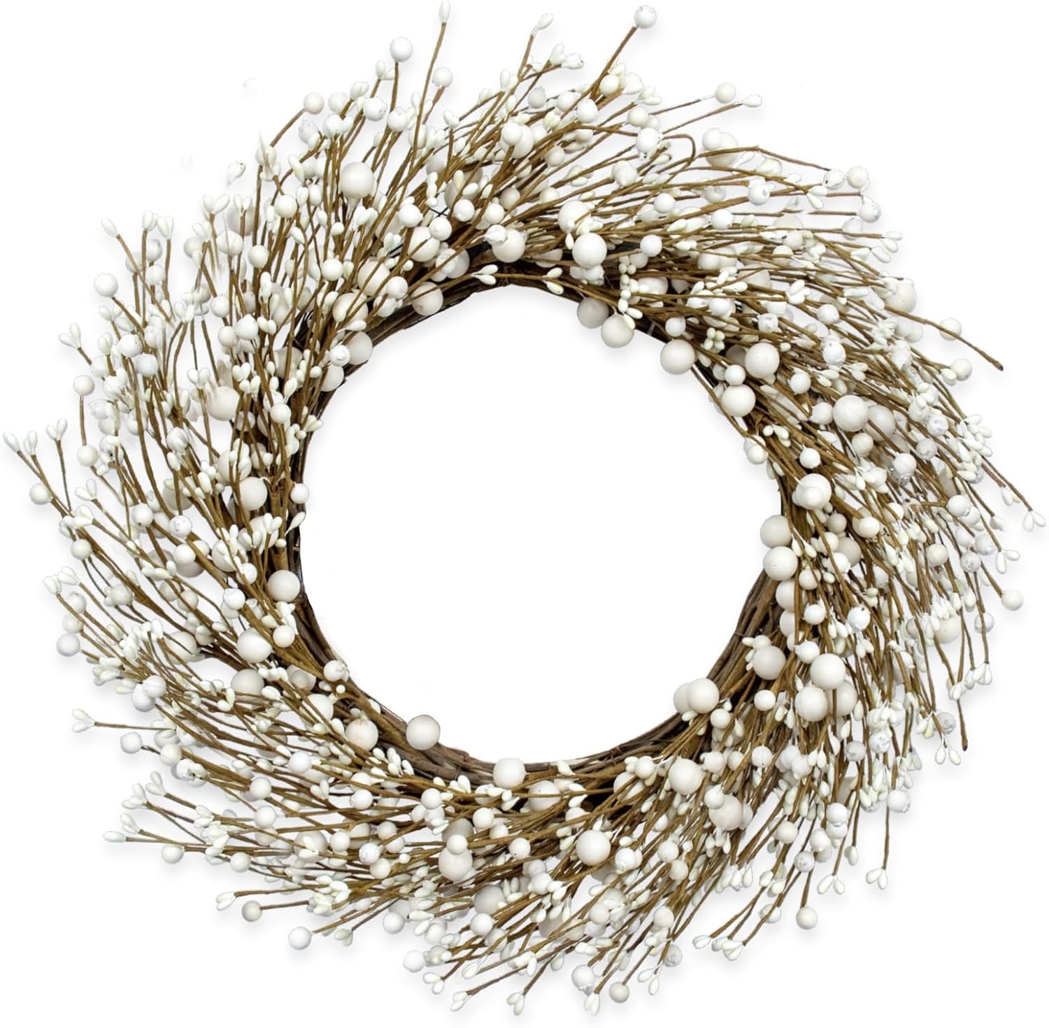 20 Inches White Christmas Wreath Winter Wreaths for Front Door White Berry Wreath for Farmhouse Indoors Outside Kitchen Wall Porch Christmas Winter