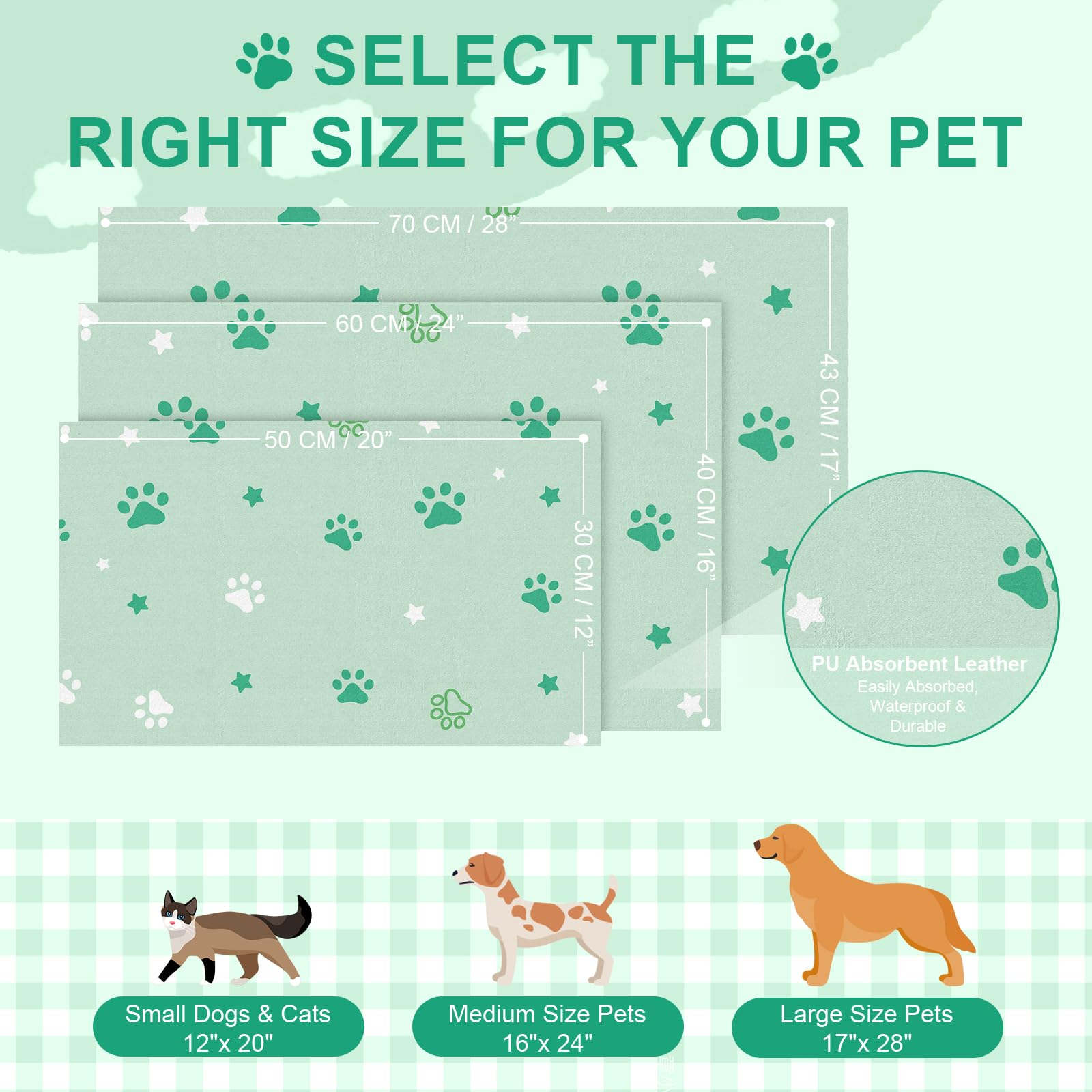 Tappetini per alimentazione animali domestici 40x60cm, tappetino assorbente per cibo e acqua per cani, tappetino in gomma per ciotole per cani