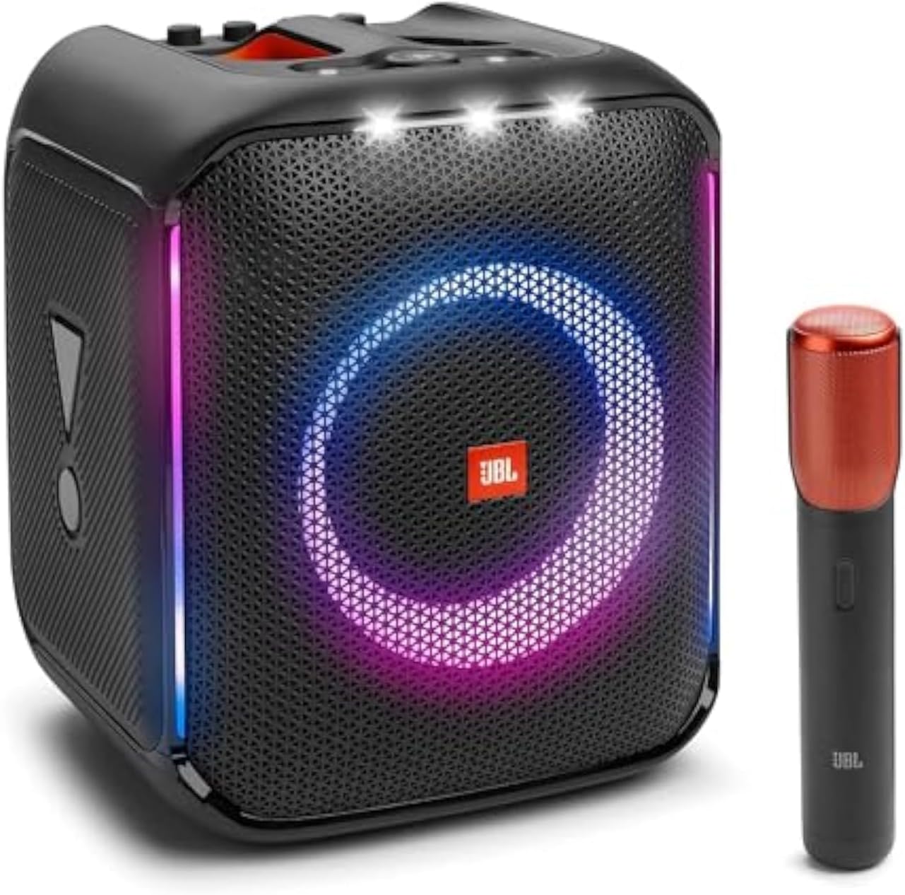 Partybox Encore Portable Party Speaker with Digital Wireless Mic, 100W Powerful Sound, Dynamic Light Show, IPX Splash Proof, 10 Hours of Playtime, Multisource Playback Black -(JBLPBENCORE1MICUK)