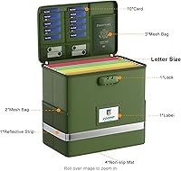 Vista 3 de Caja de archivos ignífuga con cerradura, organizador de almacenamiento de caja de documentos, adecuado para colgar carpetas de archivos