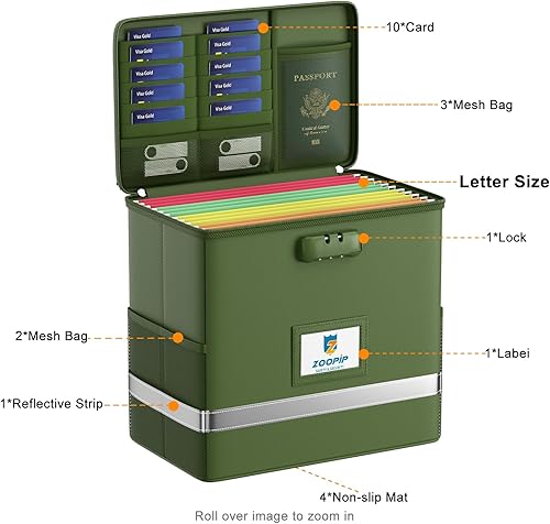 Miniatura 3 de Caja de archivos ignífuga con cerradura, organizador de almacenamiento de caja de documentos, adecuado para colgar carpetas de archivos