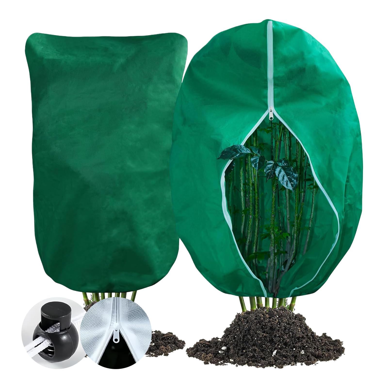 2 Piezas Funda para Plantas, Protección de Plantas de Invierno con Cordón y Cremallera, para Todo Tipo de Árboles, Plantas y Arbustos (Verde,250 * 360cm (2 PCS))