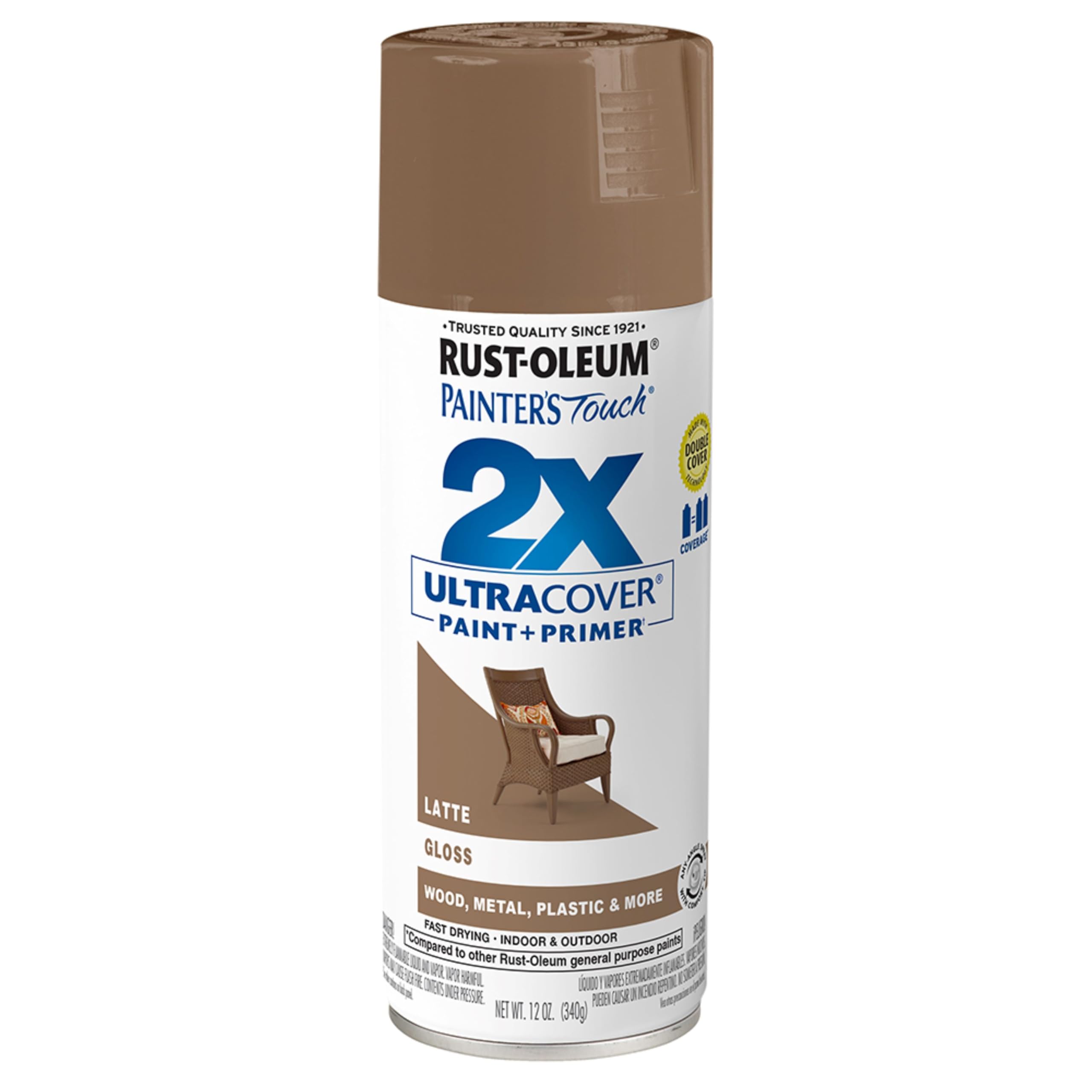 Rust-Oleum Painter's Touch 2X Ultra Cover Spray Paint, Gloss Latte