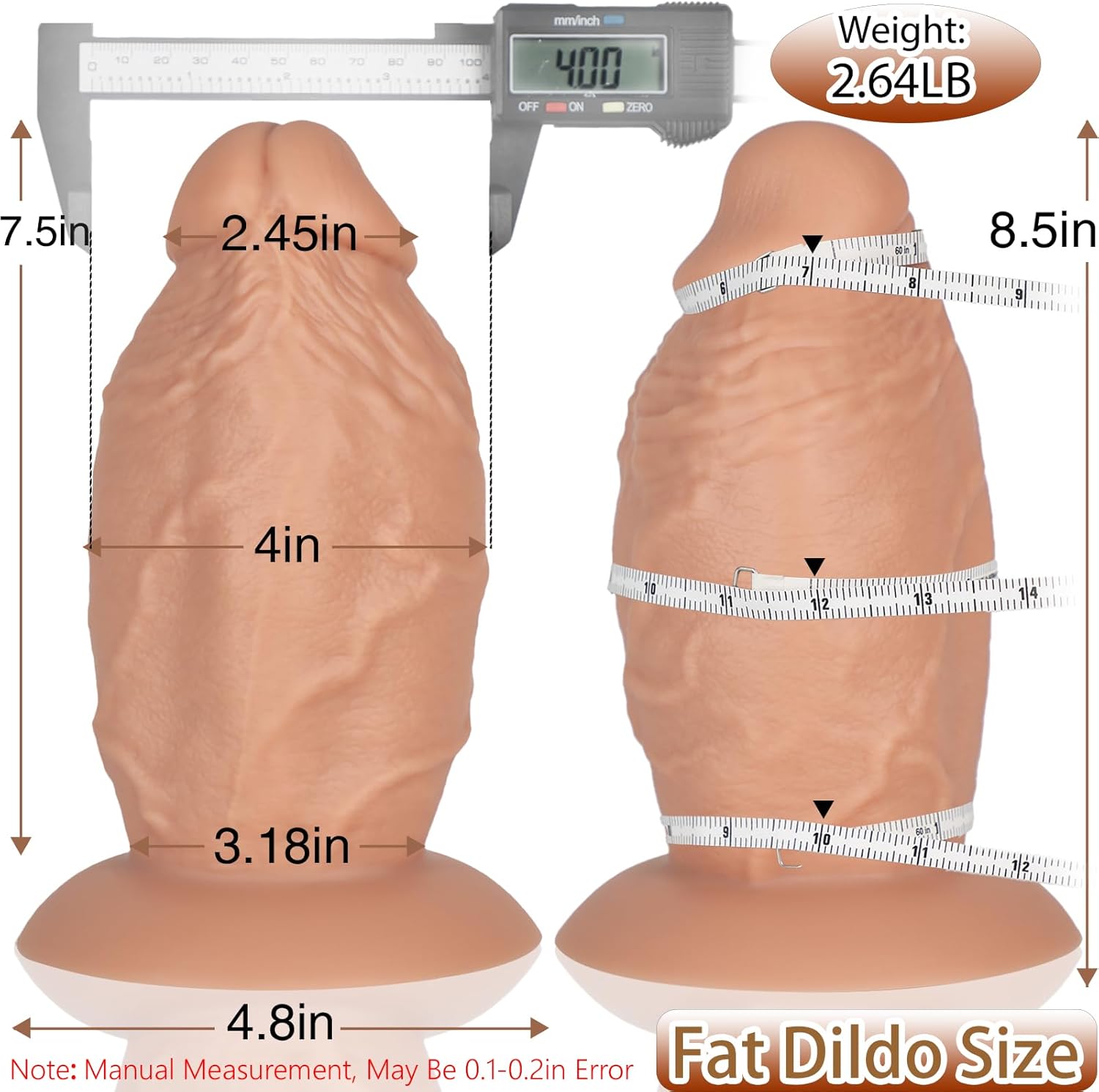 4" Diameter Large Anal Dildo, 8.5" Extra Thick Girthy Silicone Dildo, Large Wide Fat Dildo No Balls with Suction Cup, Massive XXXL Anal Plug Big Dildos for Advanced Player Anal Stretching Training