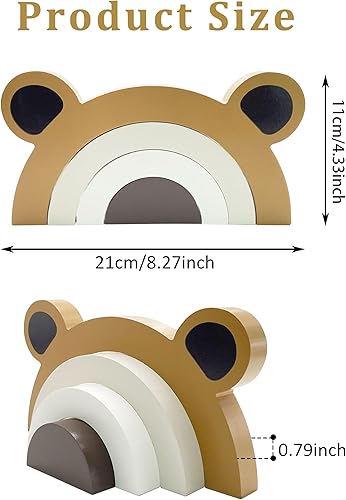 Miniatura 2 de Oso de madera, decoración de arco iris, oso de madera, decoración de arco iris, decoración de habitación de niños, decoración de guardería para