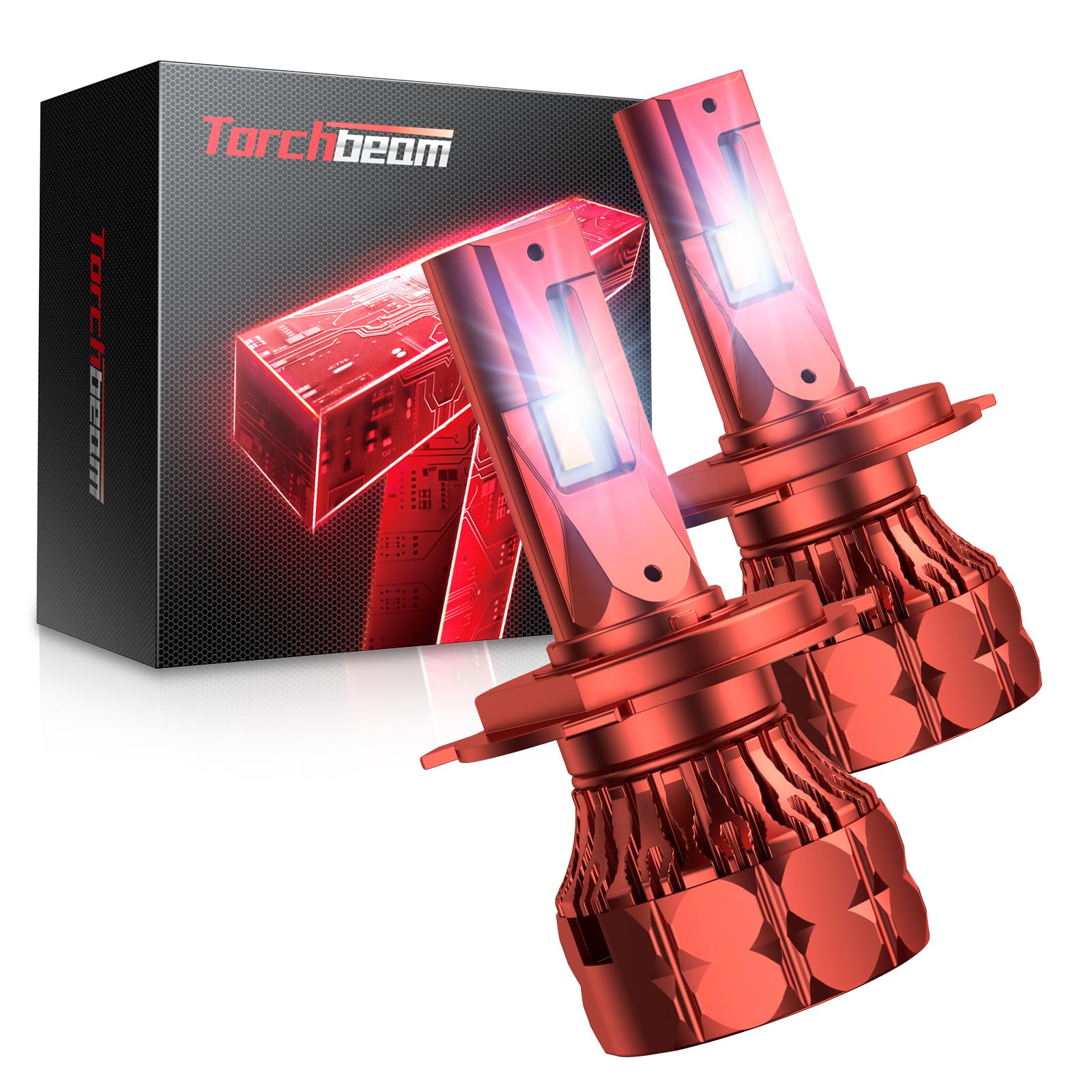 Torchbeam 2026 H4 LED Set 74000LM, Crystal 6500K White, Ultra Focused Pattern, 10X Brighter, Quick Plug &amp; Play, Durable 80,000 Hours, Pack of 2