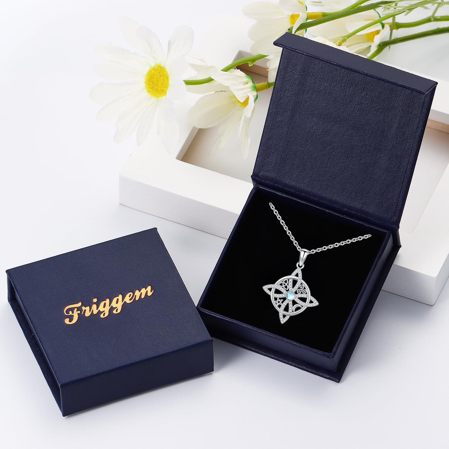 Keltische Halskette Damen Silber 925 Hexenknoten Anhänger Schmuck für Frauen
