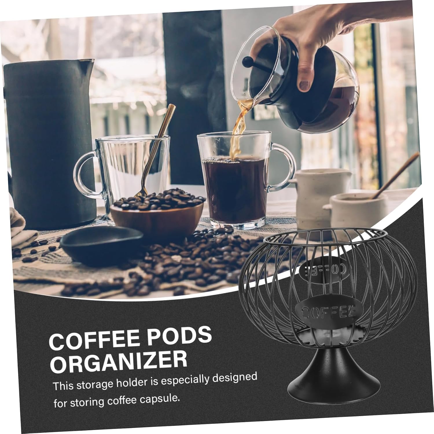 Luxshiny Creative Coffee Capsules Storage Basket Large Fence Base Sturdy Coffee Storage Rack for Home and Office for Organizing
