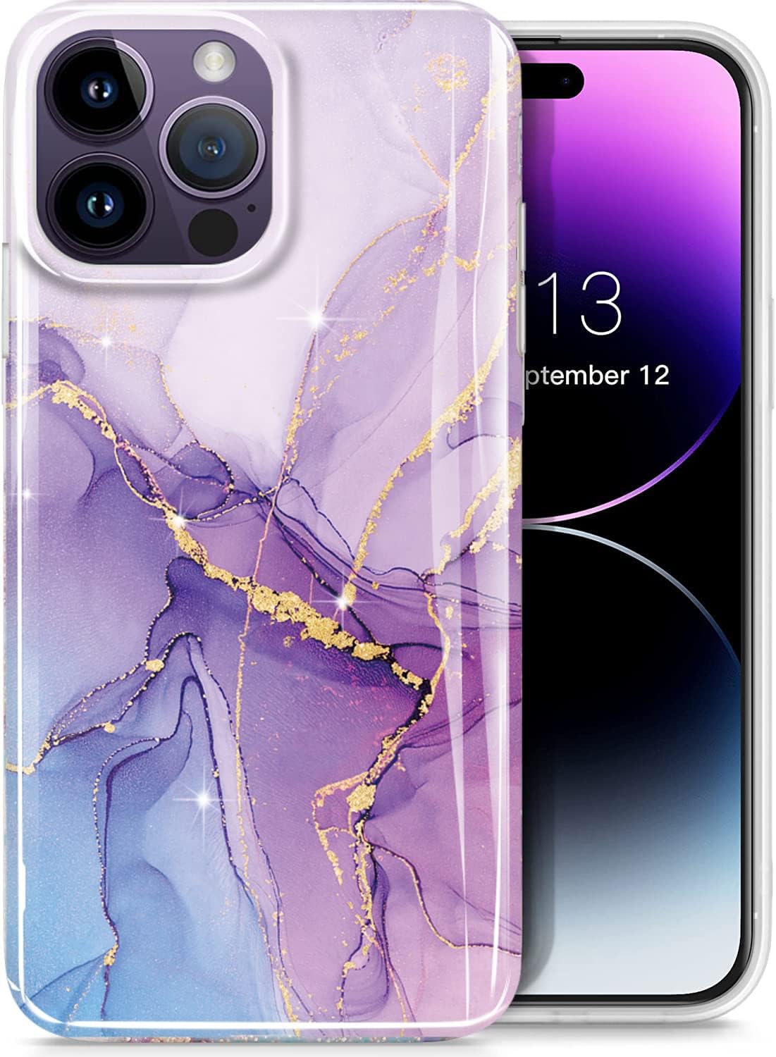 luolnh Gold Glitter Sparkle Case Compatible with iPhone 14 Pro Case