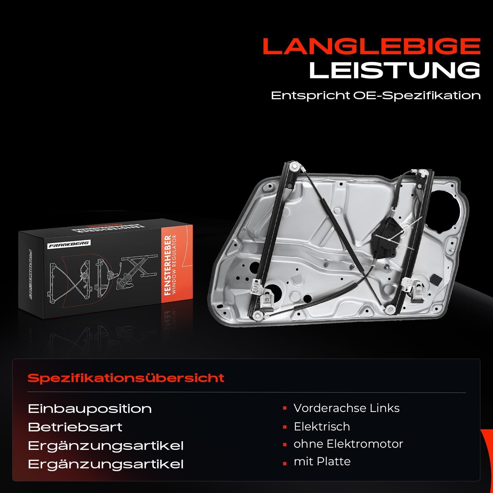 Frankberg Fensterheber mit Grundplatte Vorne Links Kompatibel mit Superb I 3U4 P-a-s-s-a-t 3B2 3B5 Stufenheck Kombi 1996-2008 3B1837461