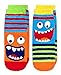 Jefferies Socks Boys Fuzzy Holiday Gnome Monster Stripe Non-Skid Slipper Socks 4 Pair Pack (Multi, X-Small)