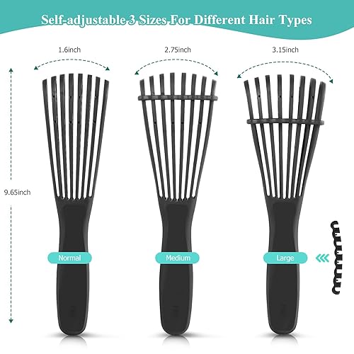 Vista 30 de Cepillo de pelo desenredante, cepillo desenredante para adultos y niños, juego de peine para cabello rizado rizado y ondulado, para cabello húmedo