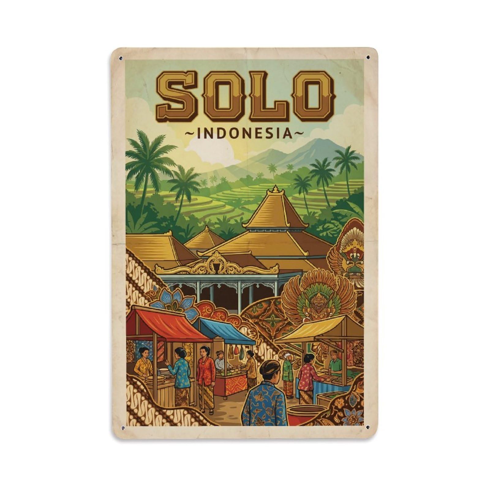 Metal Tin Sign Retro Travel Indonesia Solo