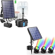 POPOSOAP 8W Solar Pond Filter Built-in Battery Backup & RGB LED Pond Lights Waterproof IP68, 2200mAh Battery Underwater Solar Lights for Pond Fountain Pool Garden Decoration3 Headlamp