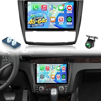 [4+64G] NHOPEEW Car Radio for BMW 1 Series E87 E81 E82 E88 2008-2012 Auto A/C, 9 Inch Touchscreen Android Car Stereo, Wireless Carplay and Android Auto, GPS, 5GHz WiFi, SWC, BT + AHD Backup Camera