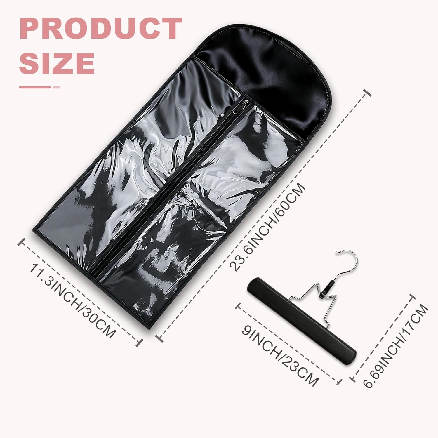 2 Pack Silk Satin Wig Storage Bag with Hanger, Breathable Hair Extension Holder for Styling & Organizing, Dust-proof Silk Case for Protecting Hair Extensions & Wigs